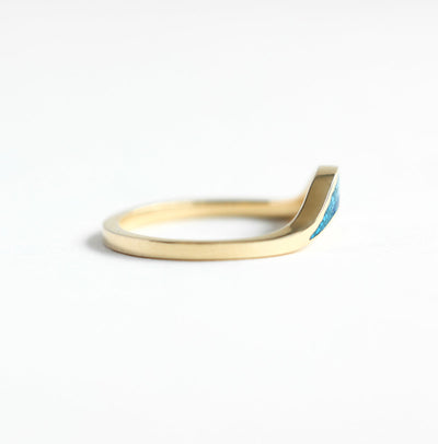 Ocean Ring, Lake Ring, Unique Curved Inlay Band-Capucinne