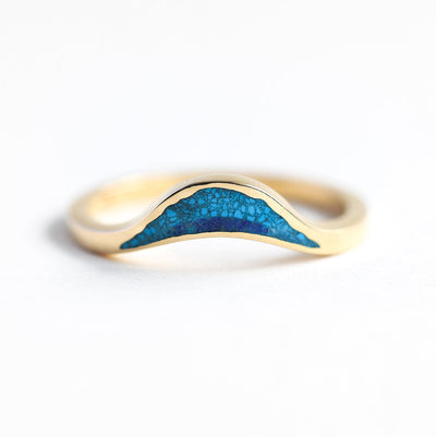 Ocean Ring, Lake Ring, Unique Curved Inlay Band-Capucinne