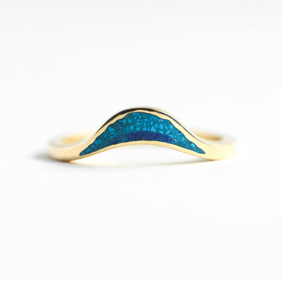 Ocean Ring, Lake Ring, Unique Curved Inlay Band-Capucinne