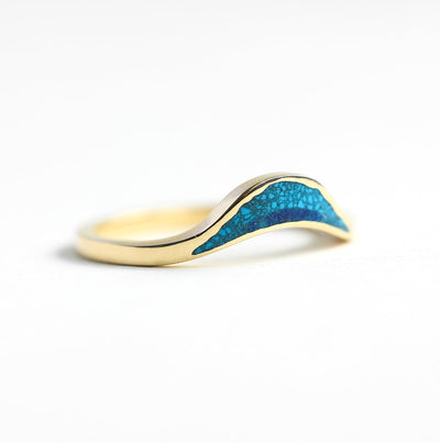 Ocean Ring, Lake Ring, Unique Curved Inlay Band-Capucinne