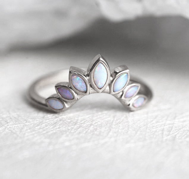 Opal Marquise Ring, 925 Sterling Silver Ring, Half Eternity Band Ring, store Gift For Her, Thin Band Ring, Opal Women Band, Opal Jewelry, Gift Mom