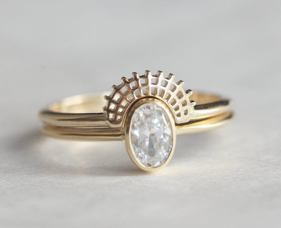 Oval Diamond Ring, Oval Engagement Ring-Capucinne