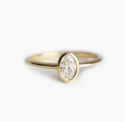 Oval Diamond Ring, Oval Engagement Ring-Capucinne