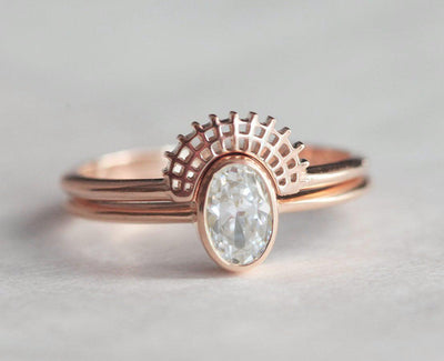 Oval Diamond Ring, Oval Engagement Ring-Capucinne