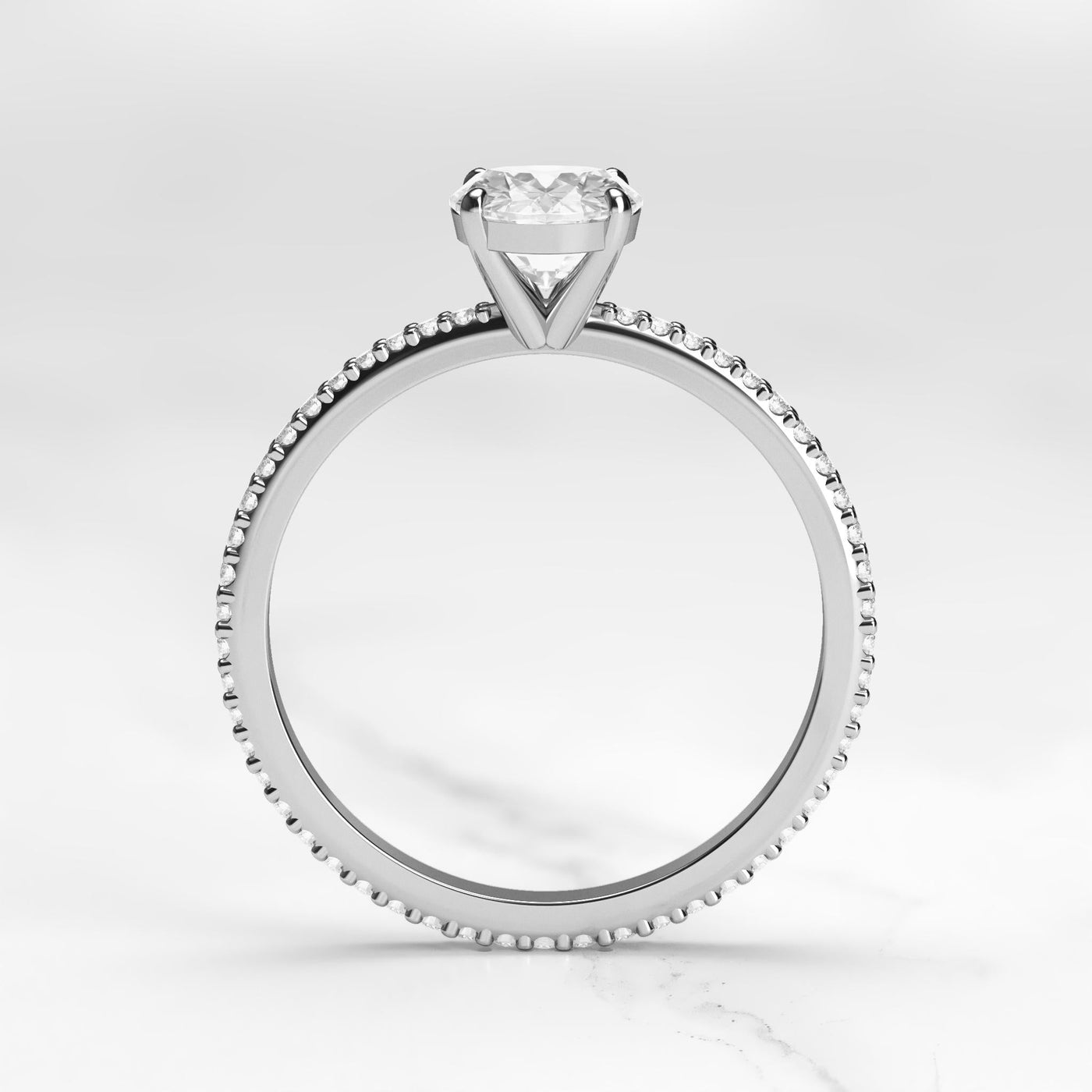 Oval full pave white diamond eternity ring