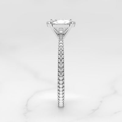 Oval full pave tapered diamond ring