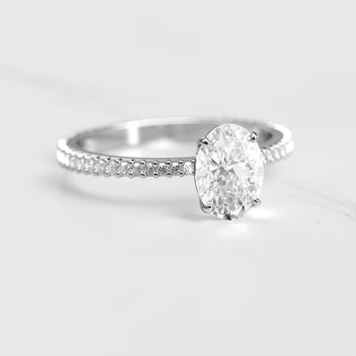 Oval full pave tapered moissanite ring