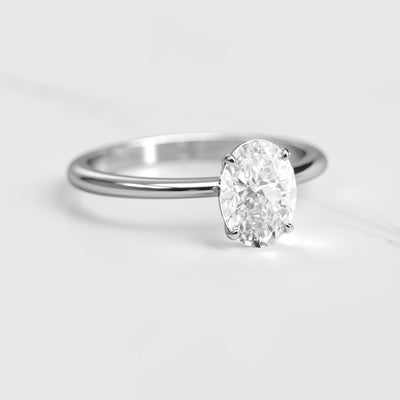 Oval Tapered Solitaire Diamond Ring