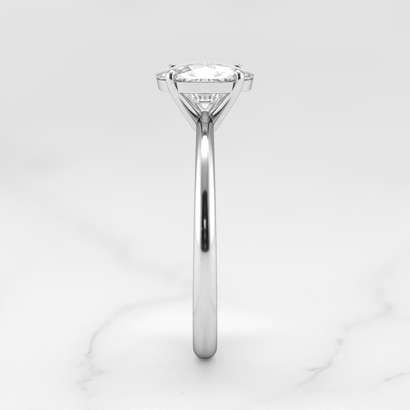 Oval Tapered Solitaire Diamond Ring