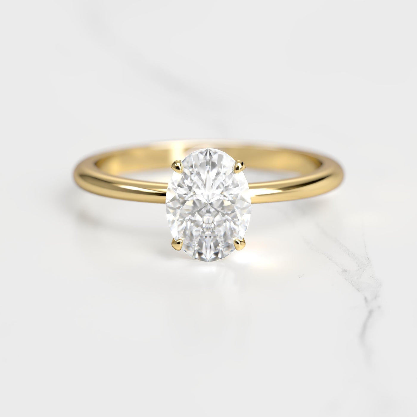 Oval Tapered Solitaire Diamond Ring