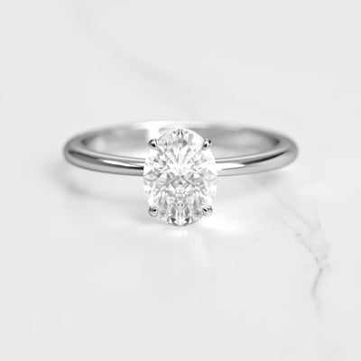 Oval Tapered Solitaire Diamond Ring