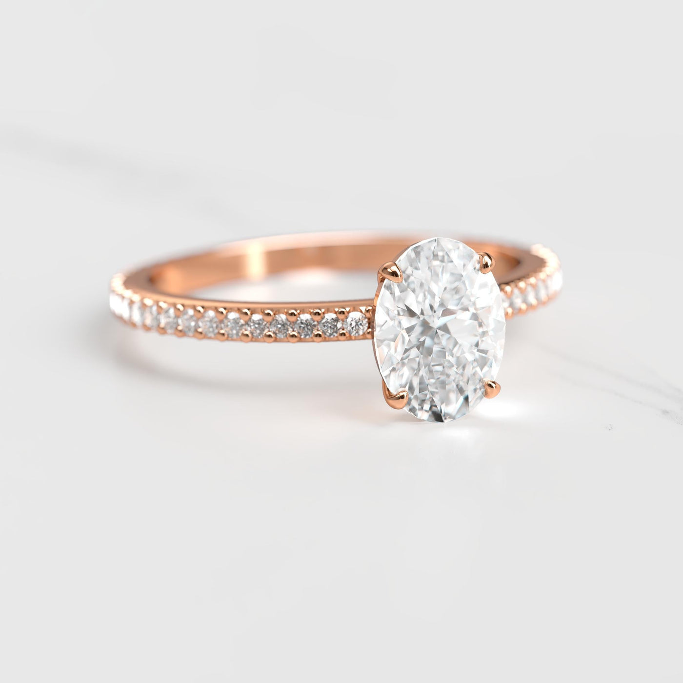 Oval full pave white moissanite eternity ring