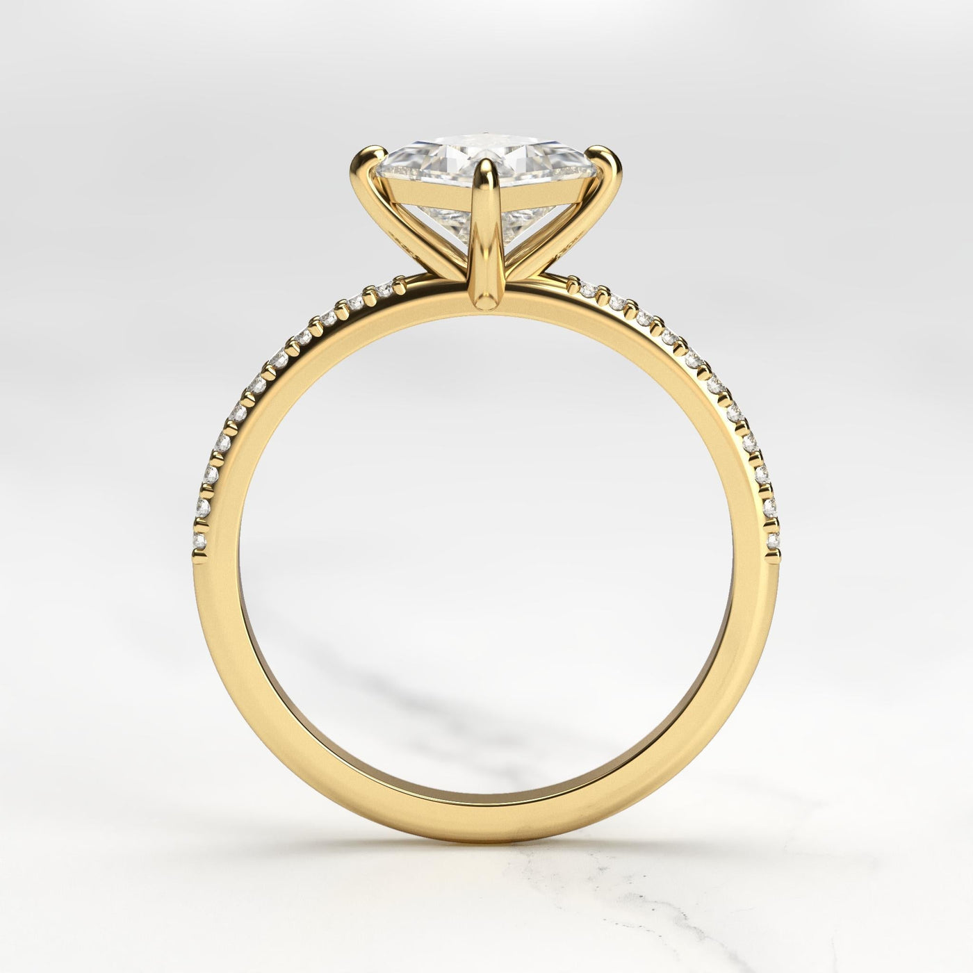 Princess-cut half pave diamond ring