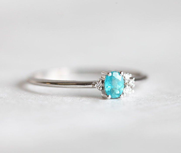 Paraiba Ring, Simulated Paraiba Ring, Tourmaline Ring, Halo shops Ring, Statement Ring,