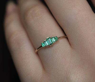Patti Baguette Emerald Ring