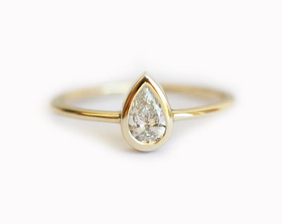 Pear Diamond Bezel Engagement Solitaire Ring-Capucinne