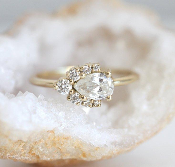 Sideways pear engagement ring outlet