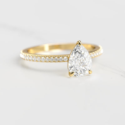 Pear-shaped full-pave diamond ring
