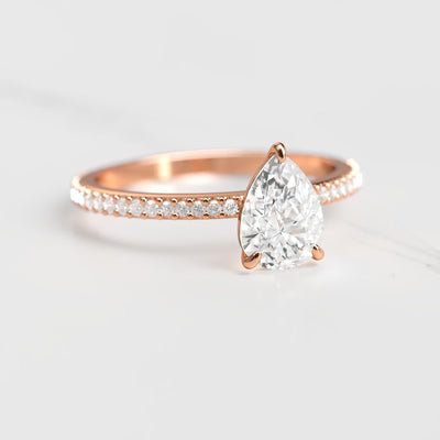 Pear-shaped full-pave diamond ring