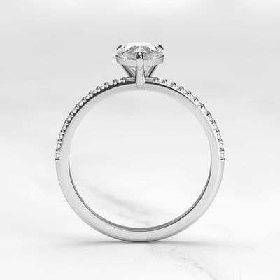 Pear-shaped half pave diamond ring