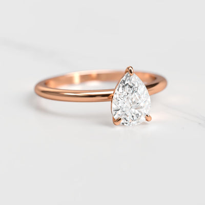 Pear Tapered Solitaire Diamond Ring