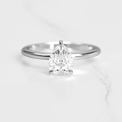 Pear Tapered Solitaire Diamond Ring