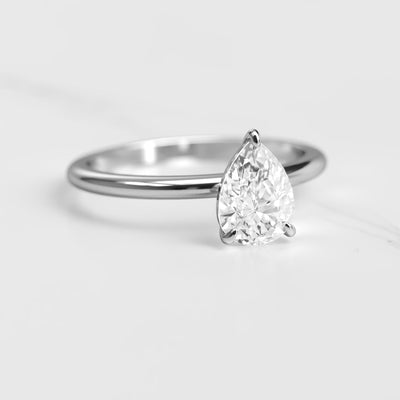 Pear Tapered Solitaire Diamond Ring