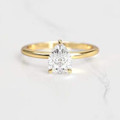 Pear Tapered Solitaire Diamond Ring