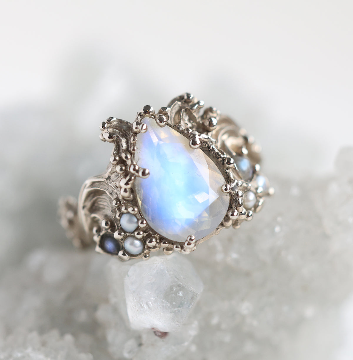 Vintage Pear Moonstone Engagement Ring