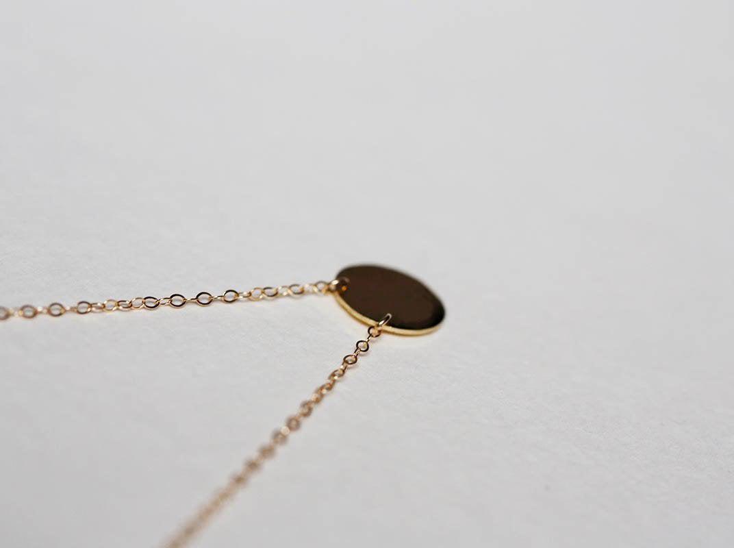 Gold chain necklace with gold disc and personalized initial