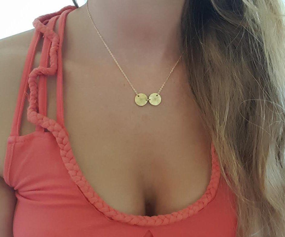 Gold necklace with gold discs and personalized initials