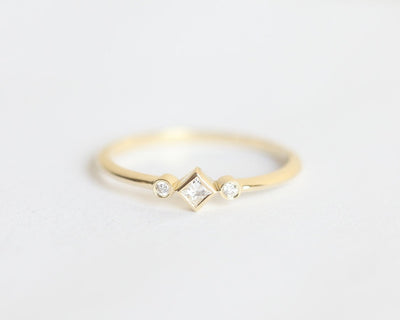 Petite Diamond Ring, Princess Diamond Ring-Capucinne