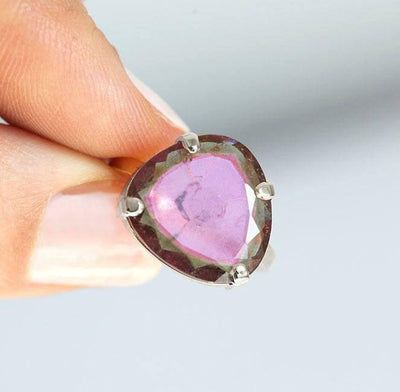 Unique Shape Pink Watermelon Tourmaline Ring