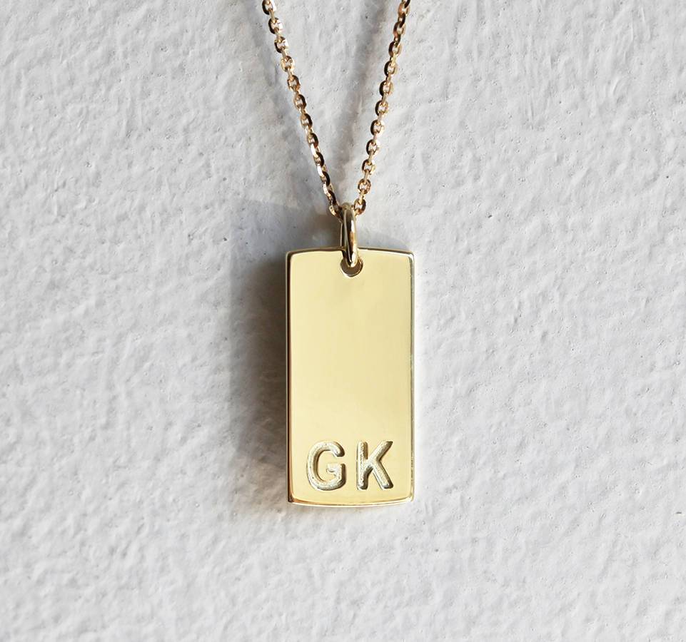 Gold plate necklace with personalized initials