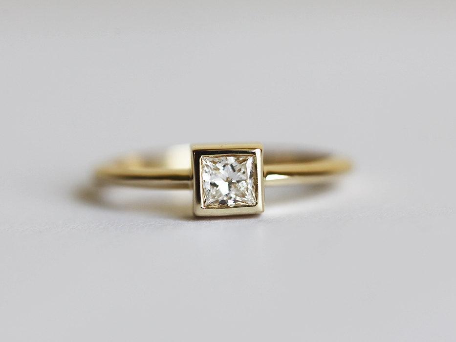 Princess Diamond Ring, Solitaire Engagement Ring-Capucinne