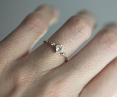 Princess Diamond Ring, Three Stone Ring-Capucinne