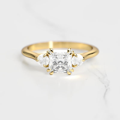 3-stone princess-cut diamond ring