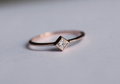 Princess Diamond Solitaire Ring Set In Gold-Capucinne