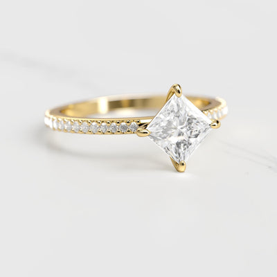 Princess-cut full pave natural diamond eternity ring