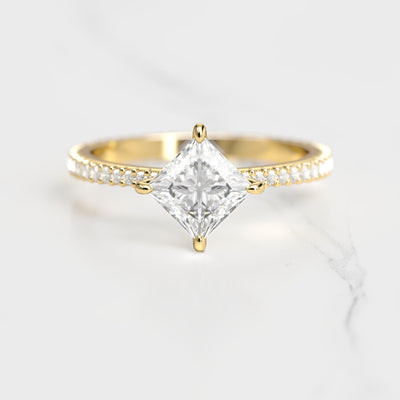 Princess-cut full pave tapered diamond eternity ring