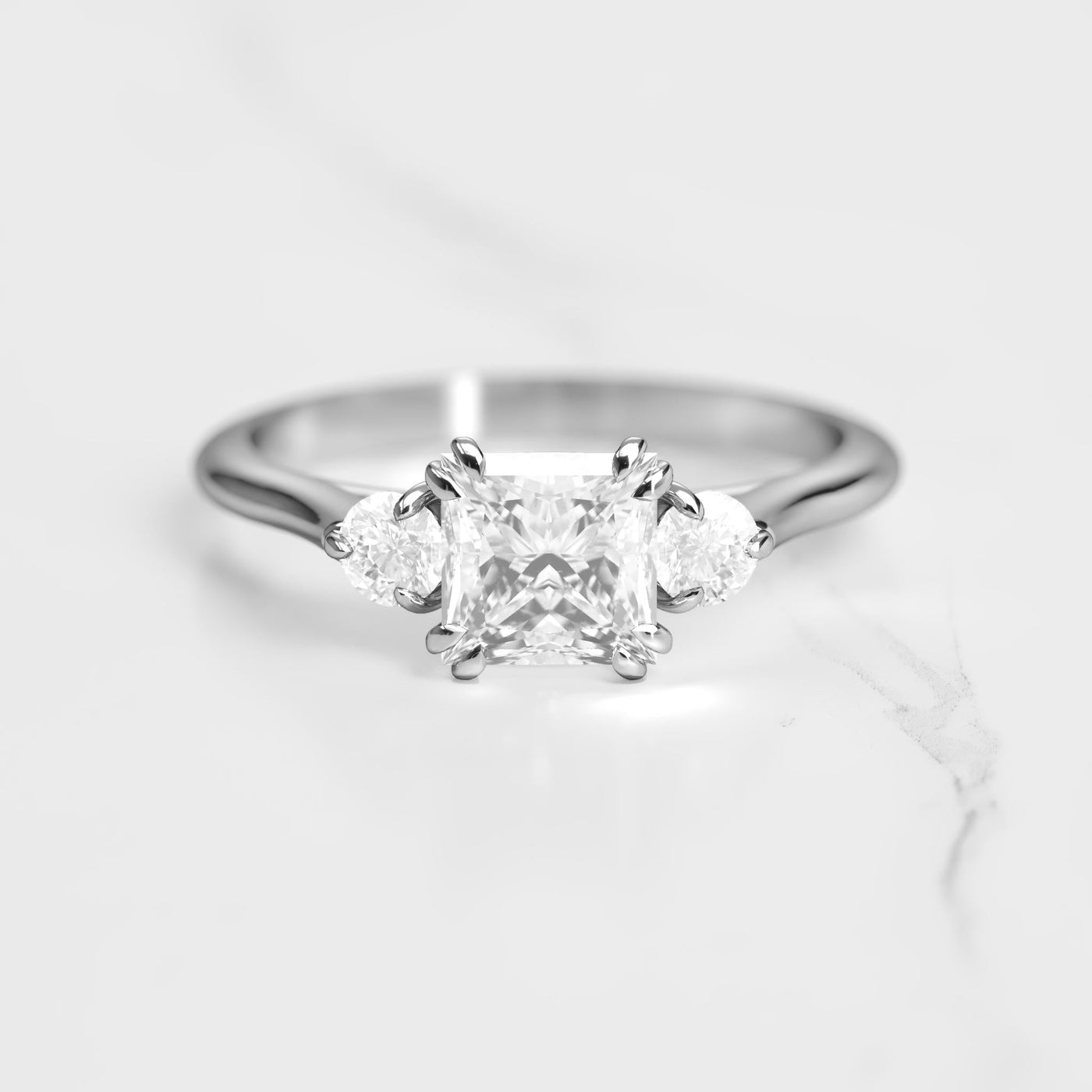 3-stone princess-cut moissanite ring