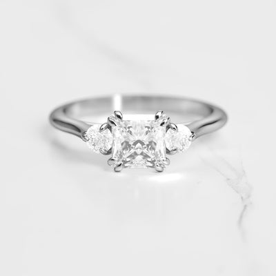 3-stone princess-cut moissanite ring