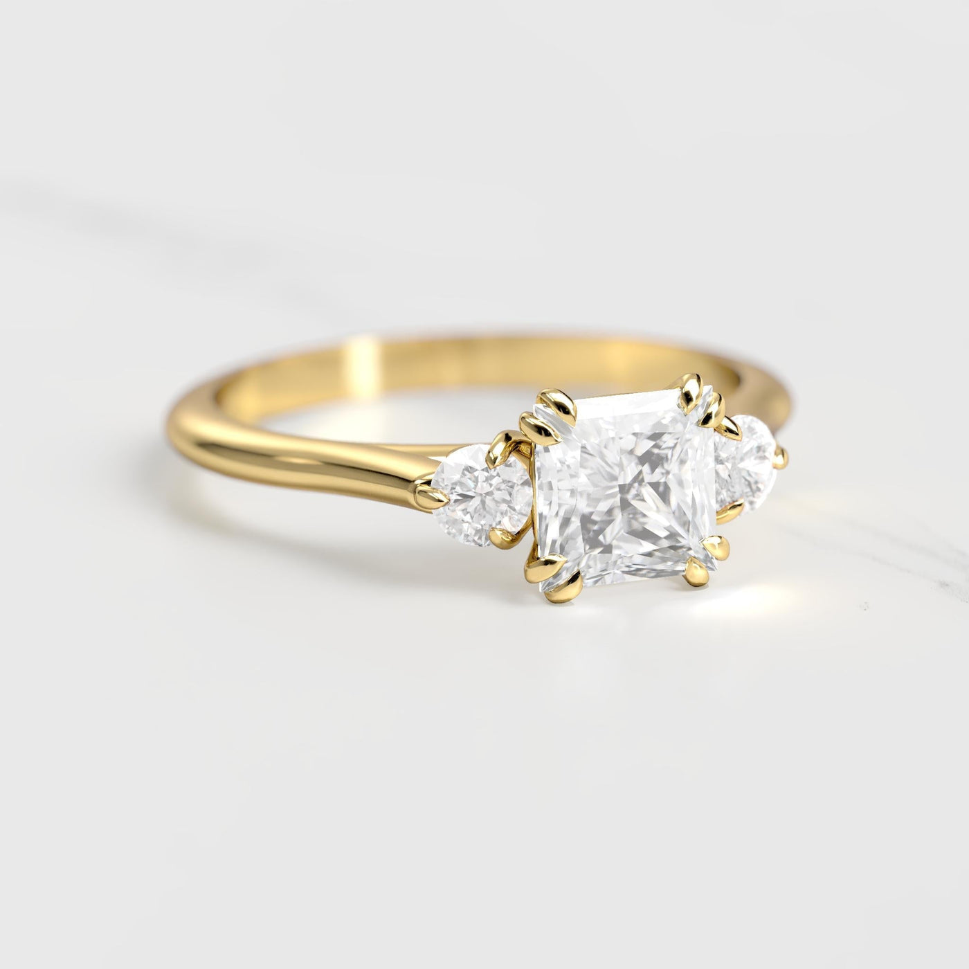 3-stone princess-cut moissanite ring