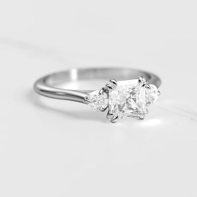 3-stone princess-cut moissanite ring