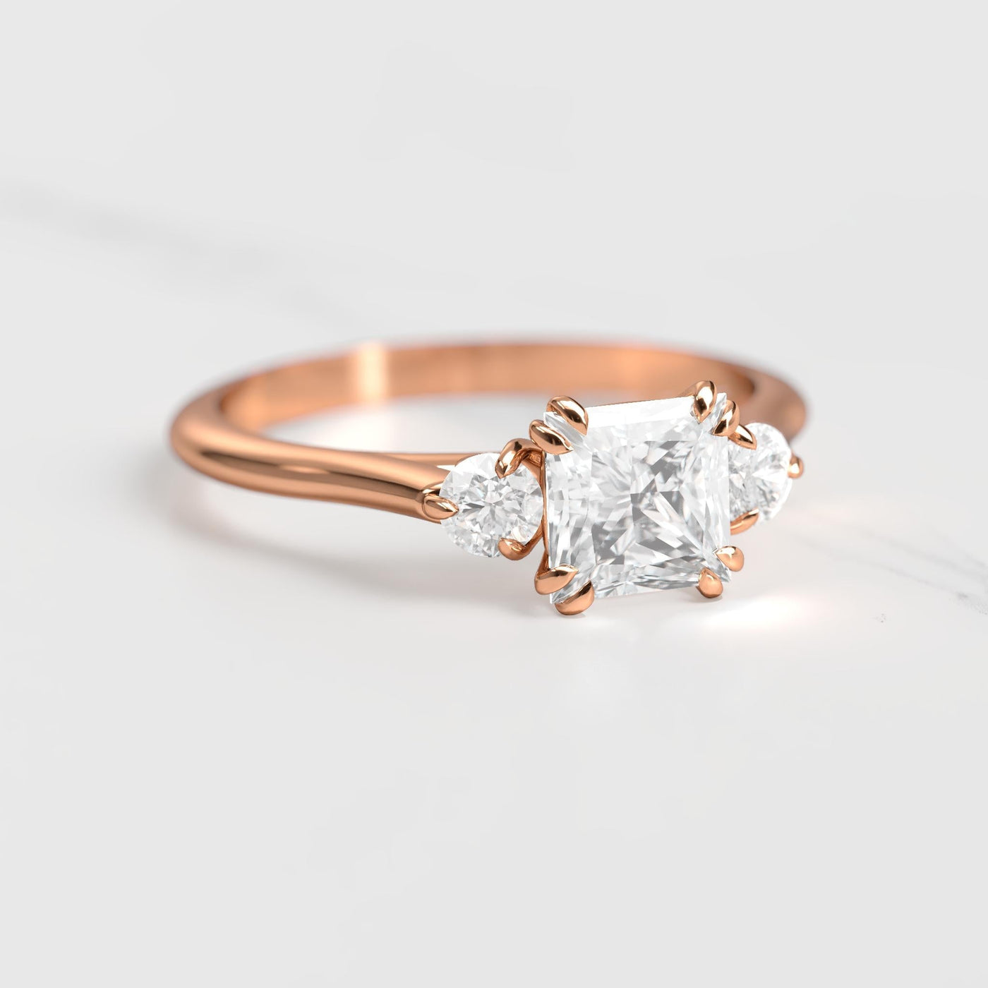 3-stone princess-cut moissanite ring