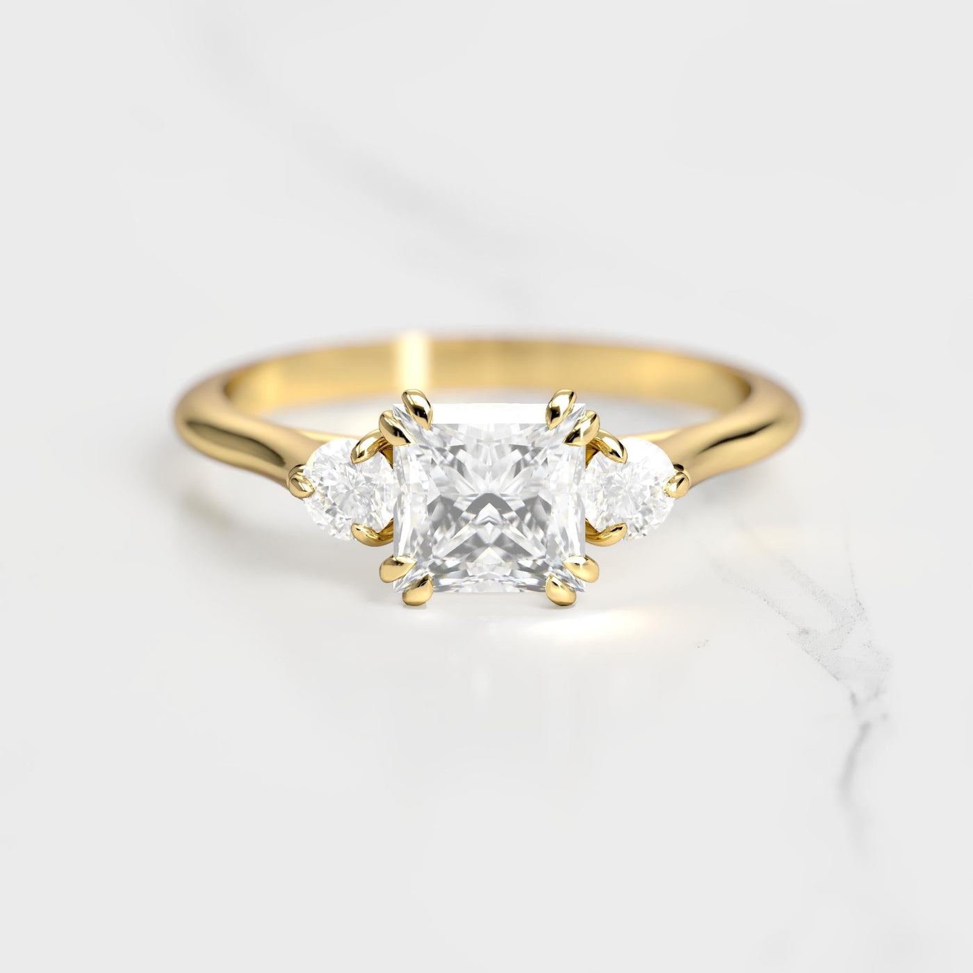 3-stone princess-cut moissanite ring