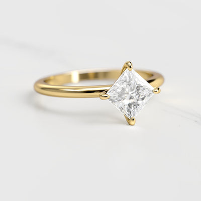 Princess-cut solitaire moissanite ring