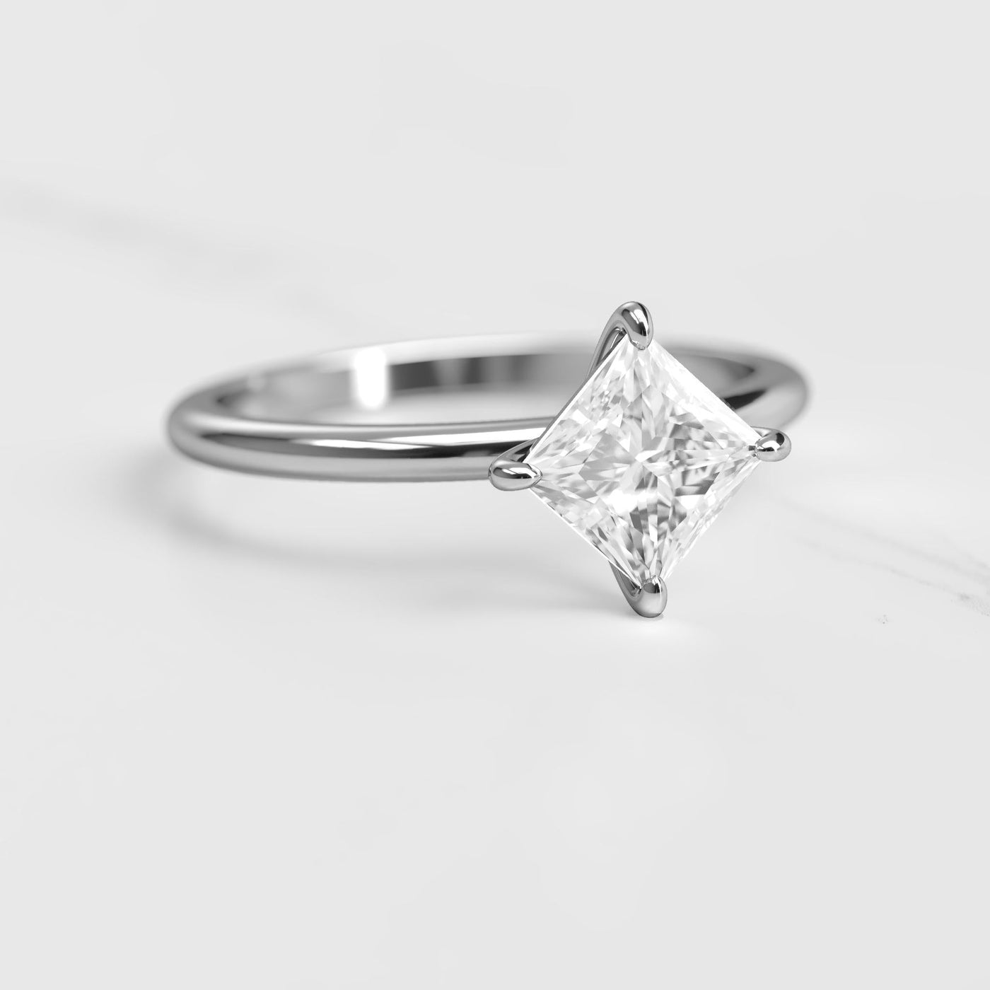 Princess-cut solitaire moissanite ring