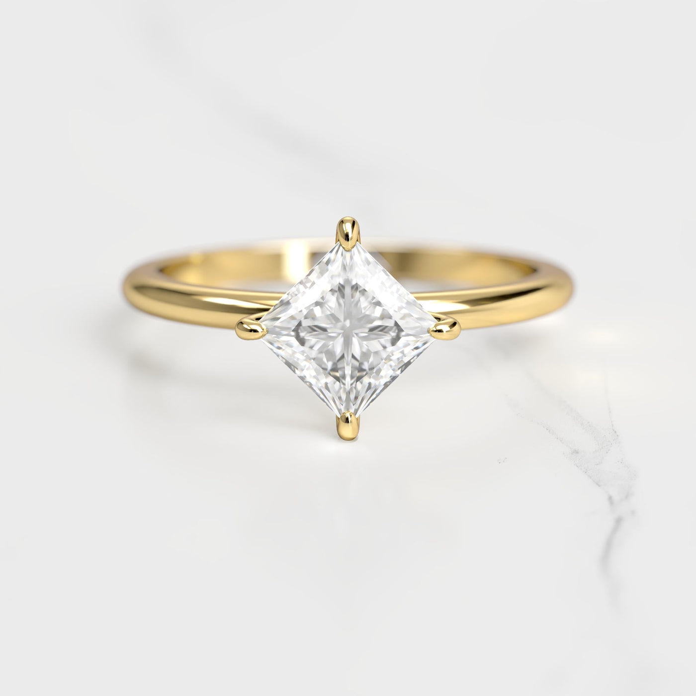 Princess-cut solitaire moissanite ring