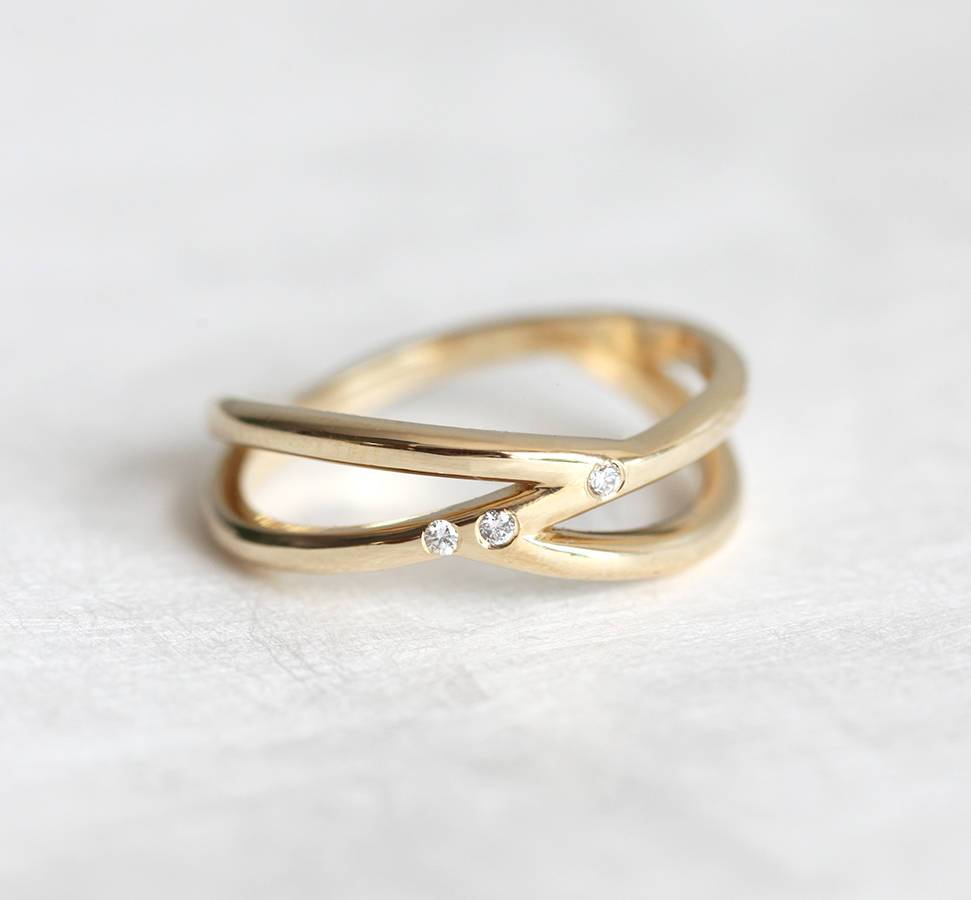 PROMISE RING, 14K GOLD DIAMOND WEDDING RING-Capucinne